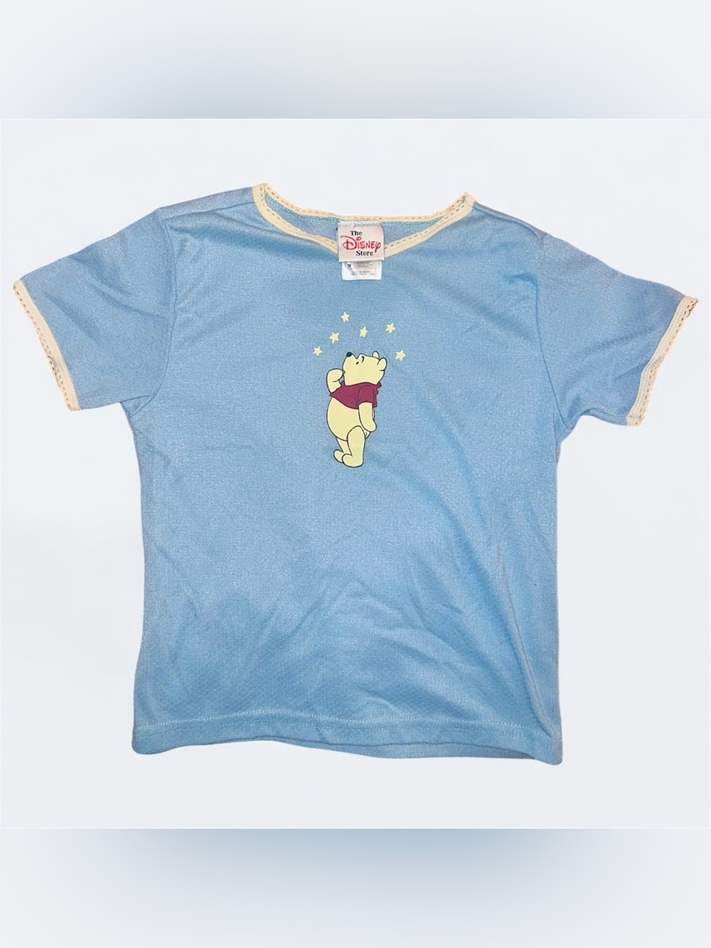 Vintage Y2K Disney Store Winnie The Pooh Star Ringer Tee Blue Youth Medium